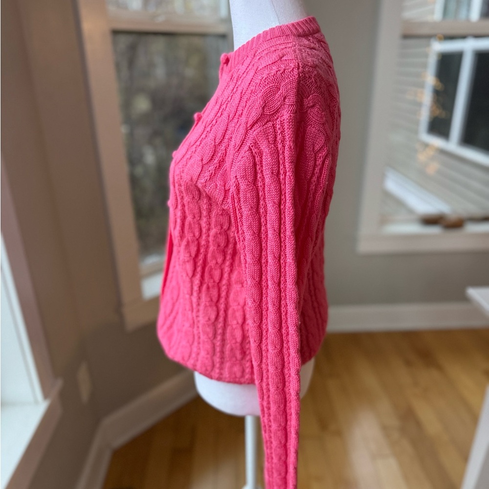 Vintage Susan Bristol Pink Crochet Button Wool Blend Cable Knit Cardigan Sweater - Picture 2 of 11